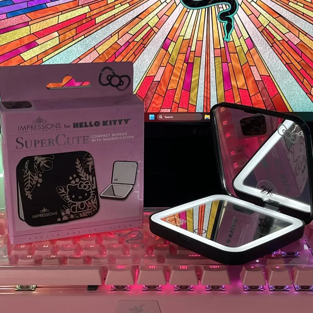 Impressions Vanity Hello Kitty Compact Mirror Black Touch Sensor Dimmer Sanrio